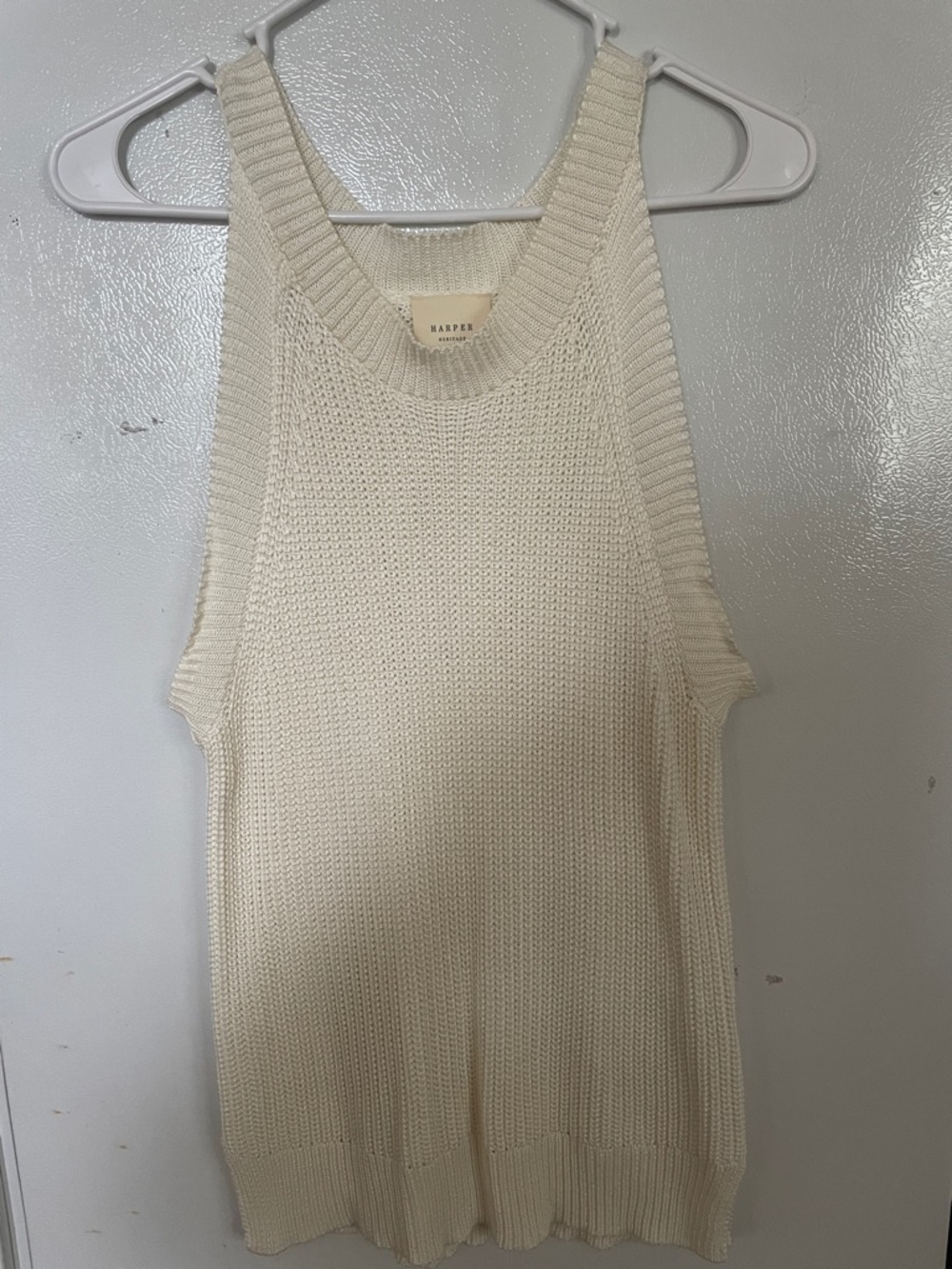 Harper Heritage Large 100% Rayon Ivory Ribbed Knit Tank